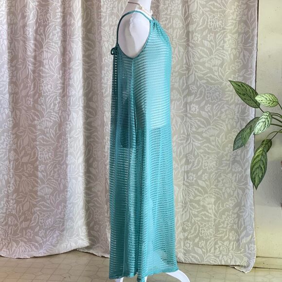 NWT Haute Hippie Blue Crochet Maxi Dress Beach Boho Rope Straps Pockets Size S - Picture 3 of 8